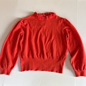 Who What Wear Coral Ruffle Mock Neck Sweater